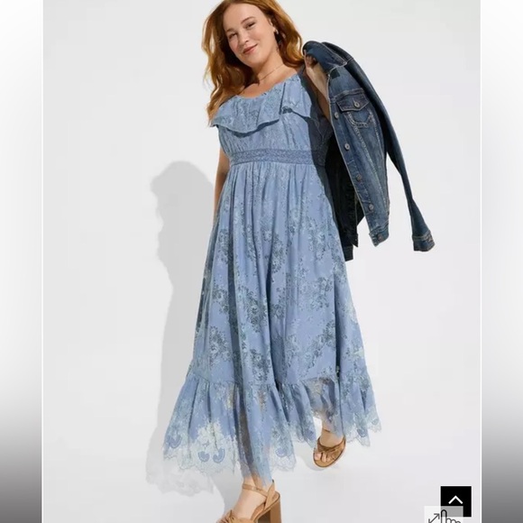 Torrid Maxi Two Tone Lace Tiered Hem Dress - Picture 1 of 17